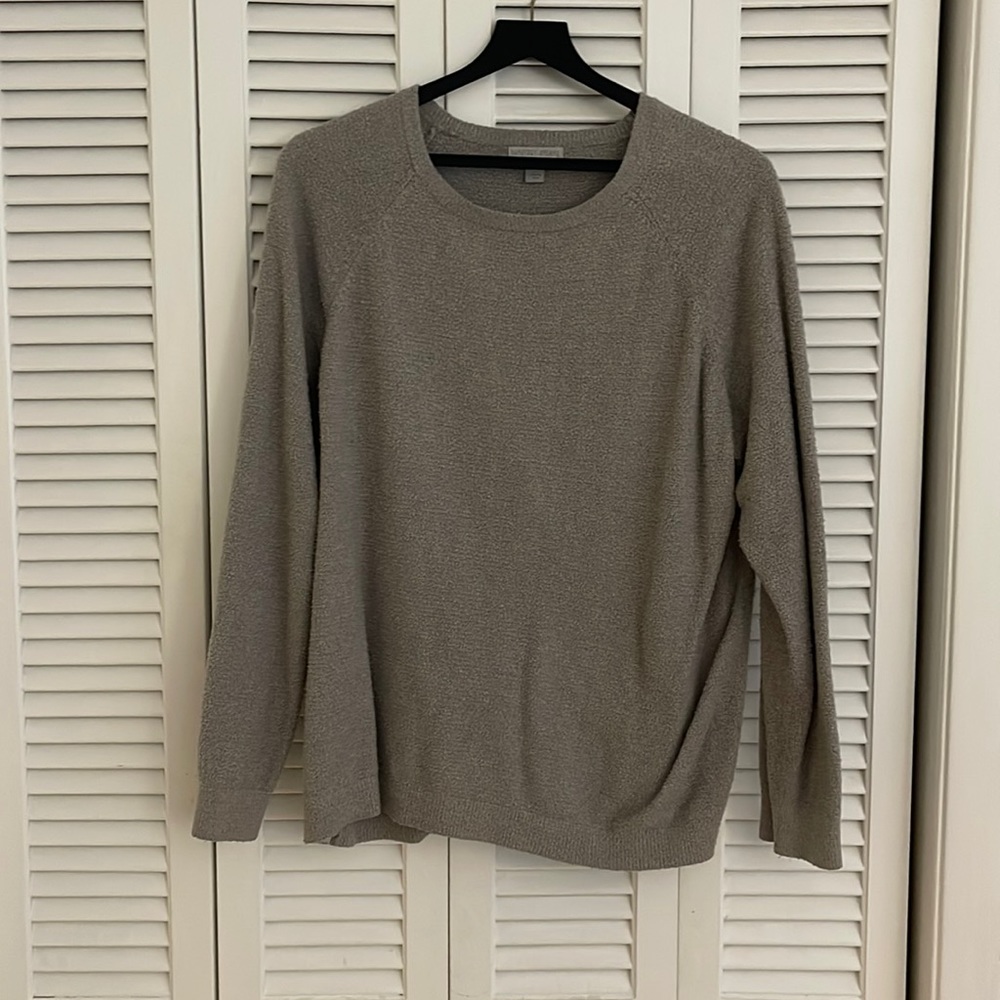 Light Grey Barefoot Dreams Cozy Chic Lite Knit Sweater
